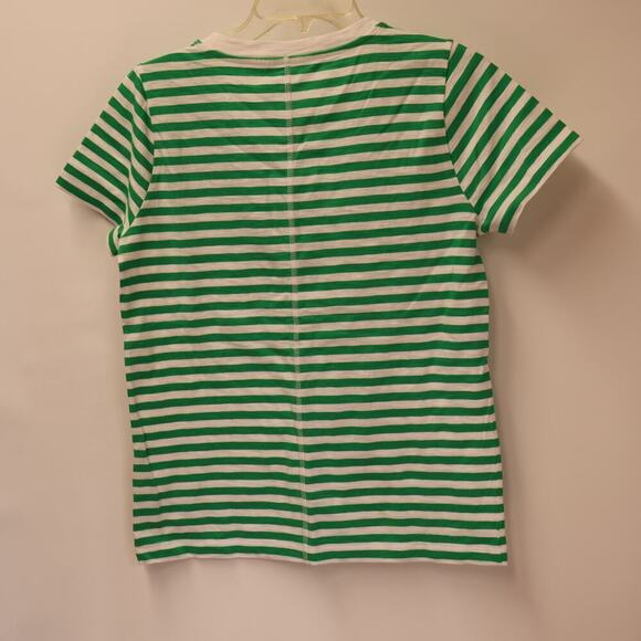 J. Crew AT466 Style Breton Girlfriend rewneck Tee  Size Small Green White - Picture 7 of 9